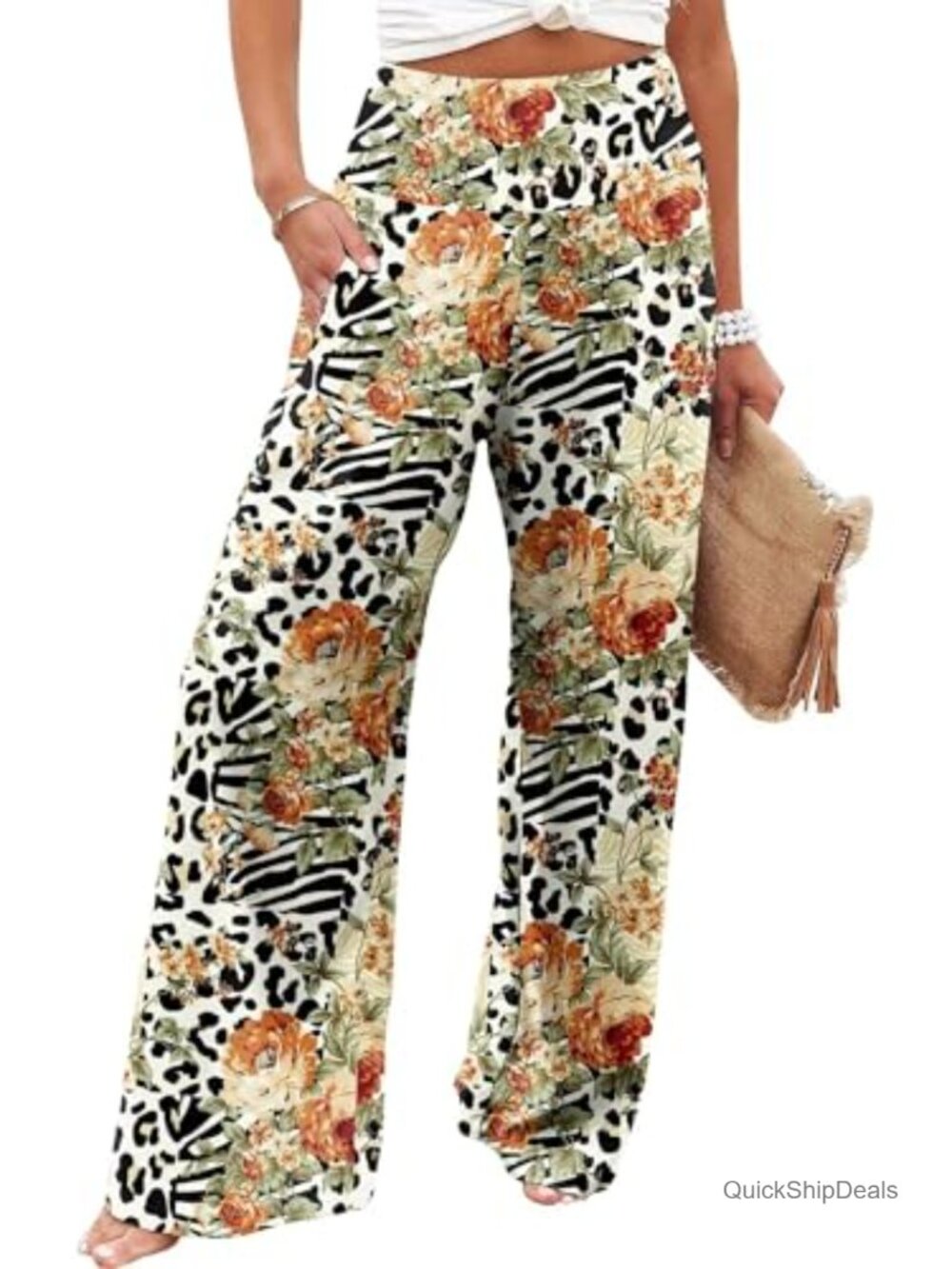 Women's Palazzo Lounge Pants High Waist Wide Leg with Pockets